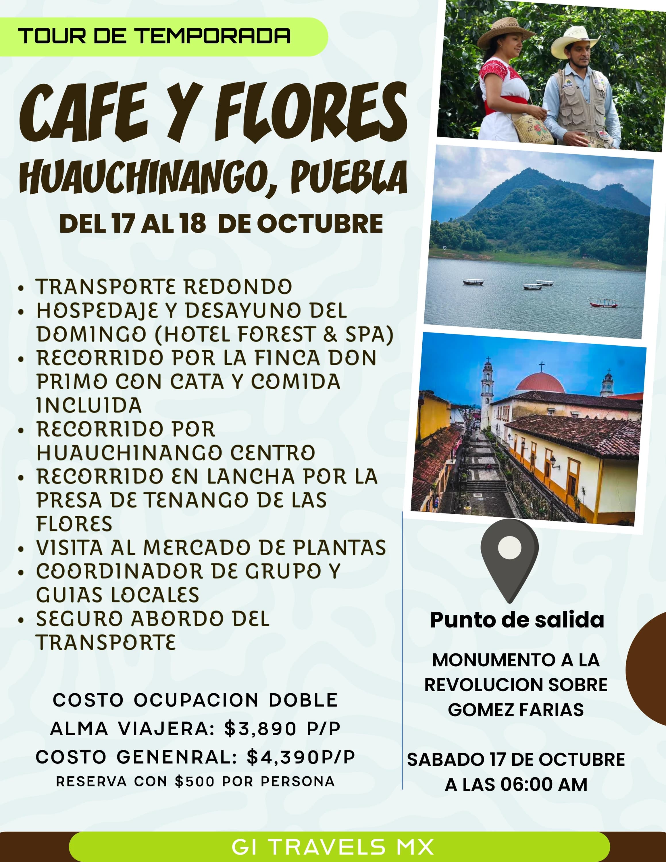 CAFÉ Y FLORES — imagen informativa completa