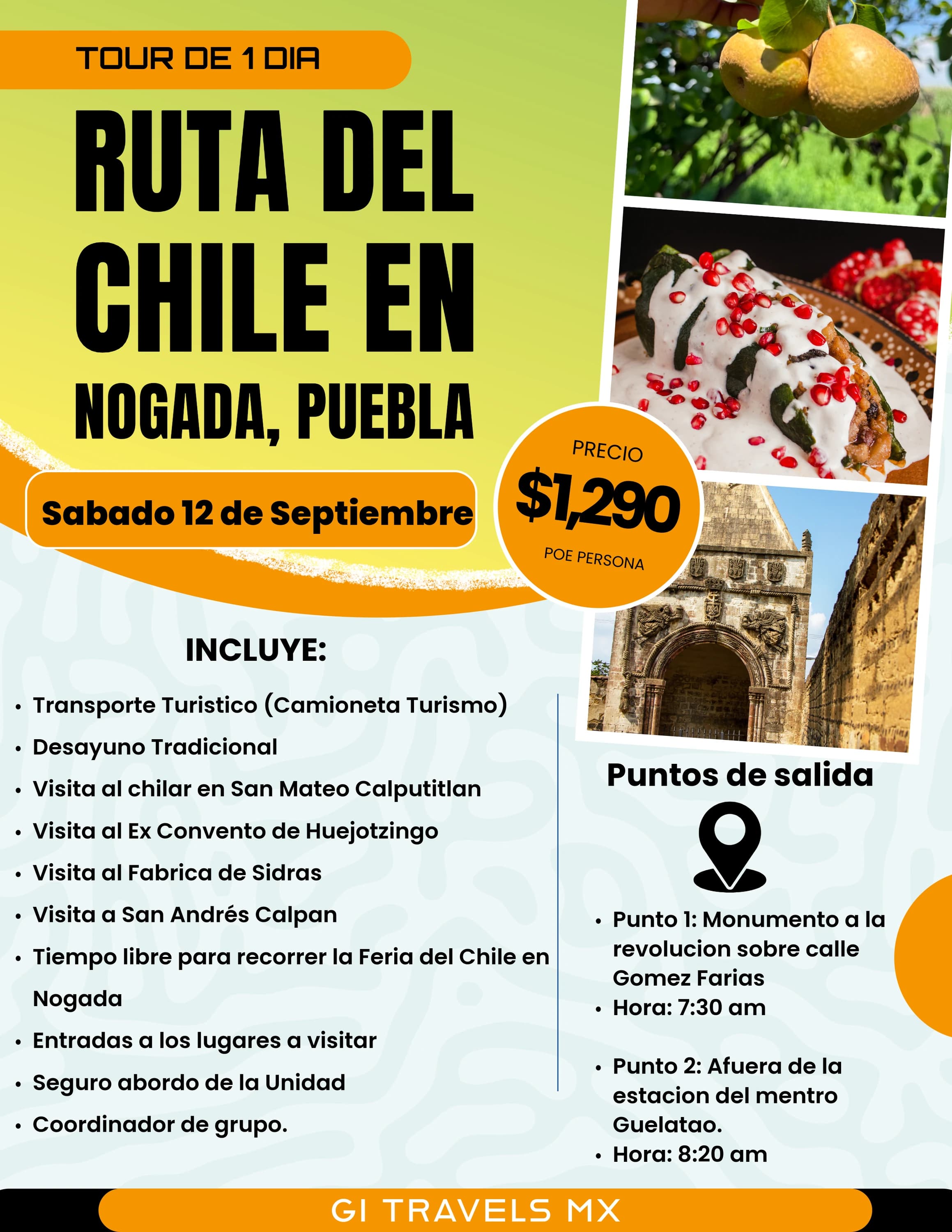 La Ruta de Chile en Nogada - Puebla — imagen informativa completa